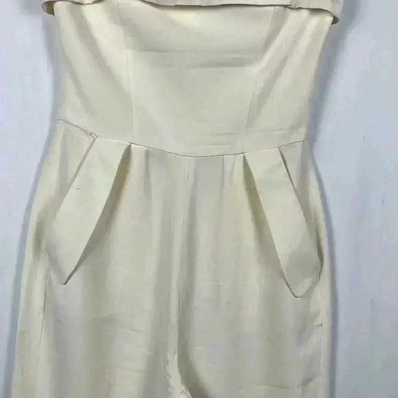 Animale Strapless Pantsuit Back Zip Cowl Collar Wide Leg Pockets Classy Swank 36 - Picture 3 of 11